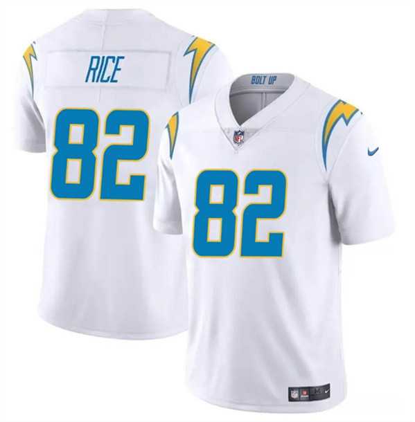 Men & Women & Youth Los Angeles Chargers #82 Brenden Rice White 2024 Draft Vapor Limited Stitched Jersey